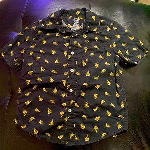 Boys button down pizza shirt 6/7